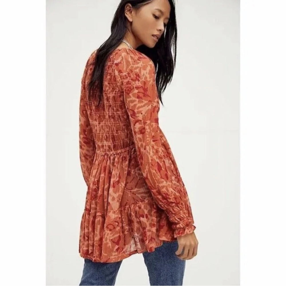 NWT New Free People Long Sleeve Merlot Combo Tunic Top Shirt XS Extra Small